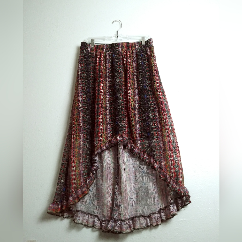 Jewel Ruffle Hi-Low Hem Skirt Women's Size L/G (11- 13) Casual Summer